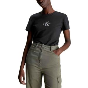 Calvin Klein Jeans Monologo Slim T-shirt gebreide tops S/S dames, Zwart