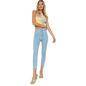 Trendyol Jeans op de lichte voorzijde dames jeggings, Transparant Blauw