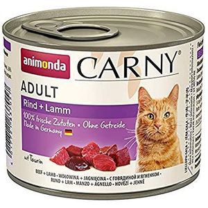 Animonda Carny Kattenvoer voor volwassen katten, rundvlees + lam, 6 x 200 g