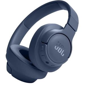 JBL Tune 720BT, draadloze hoofdtelefoon, licht en comfortabel, Bluetooth 5.3, batterijduur tot 76 uur, snel opladen, JBL Pure Bass-geluid, blauw