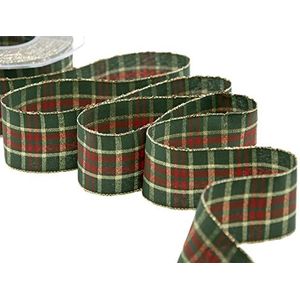 Furlanis - Kerst kerstlint, kerstdecoratie lint, geschenkverpakking, Italiaanse stof - Engels groen, 40 mm x 20 m