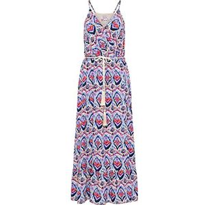 IZIA Robe longue pour femme avec imprimé intégral, Bleu multicolore., M