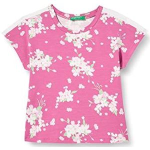 United Colors of Benetton T-shirt 3rw2g107s T-shirt voor meisjes (1 stuk), Fancy Fuchsia Bloemen 68 g
