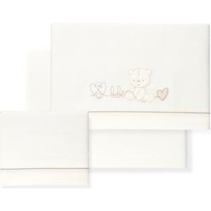 Interbaby Babybeddengoed van 100% katoen voor auto/wiegje, hart, beer, 3-delige set, hoeslaken + laken + kussensloop, gemaakt in Spanje