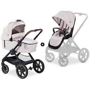 Hauck Walk N Care 2-in-1 kinderwagen met reiswieg en geheugenknoppen, in hoogte verstelbare en omkeerbare zitting, telescopische handgreep, belastbaar tot 25 kg, opvouwbaar, beige