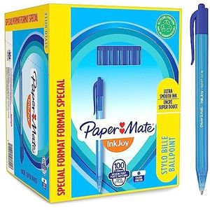 Paper Mate InkJoy 100RT balpen | medium punt (1,0 mm) | blauw | 100 stuks