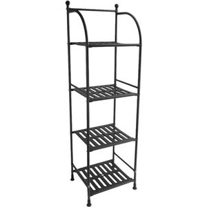 Avilia Metalen rek met 4 legplanken - Elegante opbergoplossing voor badkamer, slaapkamer, woonkamer, entree, 33 x 27 x 116 cm, zwart