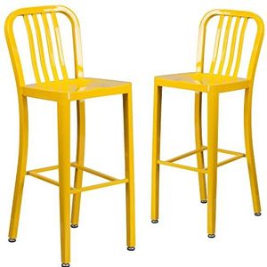 Flash Furniture Barkruk van metaal, geel, 50,8 x 39,37 x 109,22 cm