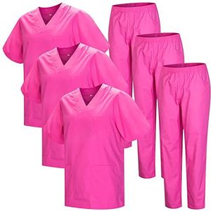 MISEMIYA - 3-delige set - sanitair uniform unisex sanitair uniform medisch sanitair uniform gemengd sanitair uniform 3-817-8312, Roze 22