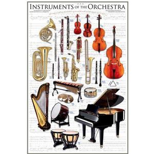 Empire Poster met muziekinstrumenten van een orkest + accessoires, meerkleurig