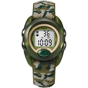 Timex - T719124E – kinderhorloge voor jongens – multifunctioneel – kwarts analoog – armband van elastische stof – verlichting, kaki en grijs/kaki, militair, riem, Kaki en grijs/kaki militair, riem