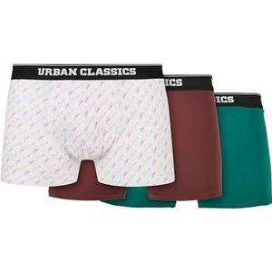 Urban Classics 3 stuks boxershorts voor heren, van biologisch katoen, maat S tot 5XL, Scrpt Clrfl+Cherry+Treegreen