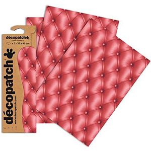 Décopatch C605O - een zak met 3 vellen bedrukt papier, 30 x 40 cm, rode capitons
