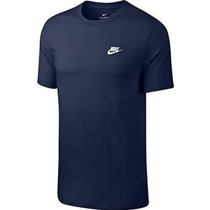 Nike M NSW Club Tee T-shirt voor heren, 1 stuk, Blauw (middernacht marine/wit)