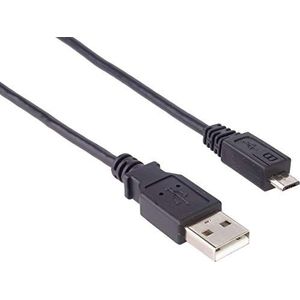 PremiumCord AWG28 Micro-USB-aansluitkabel, USB A-stekker naar Micro B-stekker, USB 2.0, 5-polig, 2 x afgeschermd, lengte 1,5 m, zwart