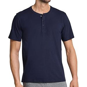 Schiesser Mix & Relax heren T-shirt met knoopsluiting donkerblauw (803), 50, donkerblauw (803)
