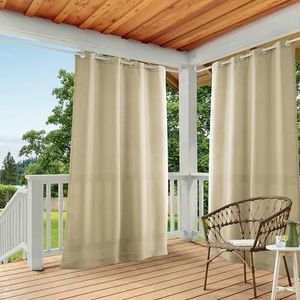 Exclusive Home Curtains 1 paar gordijnen met oogjes, voor binnen en buiten, 137 x 274 cm, natuurlijke kleuren