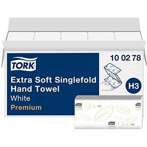 Tork extra zachte Z-gevouwen papieren handdoeken Premium 100278 - H3 vouwhanddoeken voor Z-gevouwen papieren handdoek dispenser - zeer absorberend, 2-laags, wit - 15 x 200 doeken