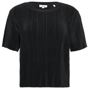 T-shirt plissé à col rond noir 40, Noir, 42
