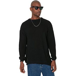 Trendyol Sweatshirt met capuchon, groot en gedetailleerd, Black Men's, zwart.
