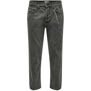 Only & Sons Onsavi Beam Crop Wash PK 2852 Noos Jeans, Black Denim, standaard voor heren