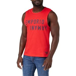 Emporio Armani Mouwloos T-shirt met gedurfd logo mouwloos T-shirt voor heren, rood/marineblauw
