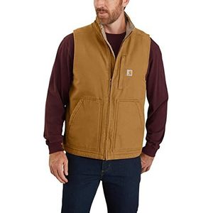Carhartt Carhartt Washed Duck Sherpa Lined Mock Neck Vest Outdoorkleding voor het werk Heren (1 stuk), Beige/Bruin