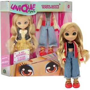 Unique Eyes - Hoge beweegbare pop 25 cm met grote en diepe ogen - Amy Fashion Doll - extra outfit voor meisjes vanaf 3 jaar, Preziosi-spellen, MYM01100