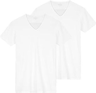 Dstrezzed Eastwood Lot de 2 t-shirts à col en V en bambou mélangé pour homme, blanc, taille XXXL, Blanc., 3XL