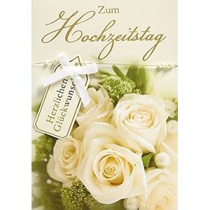 Perleberg Trouwkaart met rozen en tekst - Lifestyle Collection - hoogwaardige bruiloftskaart - huwelijkscadeau met envelop - 11,6 x 16,6 cm