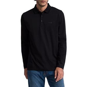 Pierre Cardin Poloshirt voor heren, lange mouwen, zwart, maat S, zwart.