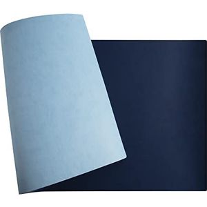 Exacompta - Art.nr. 29164E - 1 zachte bureau-onderlegger Home Office - van kunstleer (polyurethaan) tweekleurig - zacht en duurzaam, bureaubescherming, muismat - 43 x 90 cm - kleur: marineblauw/hemelsblauw - levering opgerold