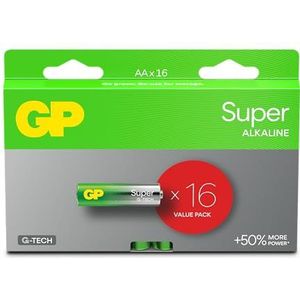 AA batterijen - 16 stuks | GP Super | Stilo AA alkaline batterijen 1,5 V/LR06 - lange levensduur