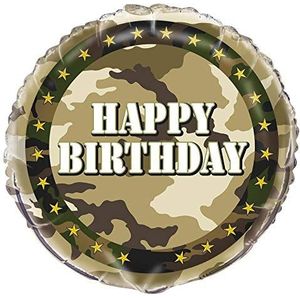 Unique Party 123 100 Folieballon, militair camouflagepatroon, groen, 45,7 cm