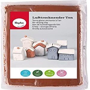 Rayher 3450105 Luchthardende klei, 1 kg premium kwaliteit boetseerklei, snel aan de lucht drogend zonder bakken, kan ook in de oven gebakken worden, donkerbruin