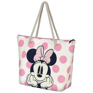 Disney Strandtas Mickey Minnie Mouse Soleil 52 x 37 cm, roze gestippeld, één maat, zon, strandtas, gestippeld, Polka Dot Roze, Zon strandtas met stippen