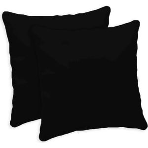 Giovanni Dolcinotti MADE IN ITALY Lot de 2 taies d'oreiller, canapé, 40 x 40 cm, housses de coussin décoratives, 100% coton, effet soie, housses avec fermeture éclair cachée, noir, modèle Atlanta