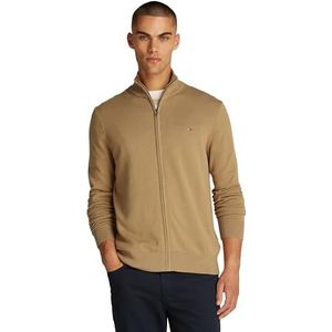 Tommy Hilfiger Essential Cotton Zip Thru Mw0mw36517 herentrui met ritssluiting, Kaki (safari canvas)