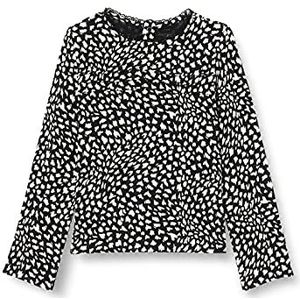 IKKS Zwarte blouse voor meisjes, Zwart met tachistische print