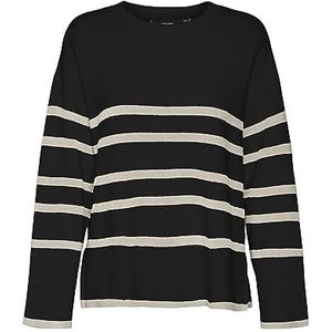 Vero Moda VMSABA LS O-Neck Stripe Pullover GA Noos Sweater, Zwart/Strepen: Berk, L Dames, zwart.