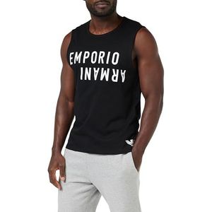 Emporio Armani Mouwloos T-shirt met gedurfd logo T-shirt zonder mouwen voor heren, Zwart/Wit