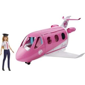 Barbie GJB33 pilootpop en haar droomvliegtuig, met meubels, opbergruimte en meer dan 15 accessoires, speelgoed voor kinderen