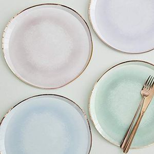Ginger Ray Set van 8 pastelkleurige papieren borden in onregelmatige vorm, blauw, roze