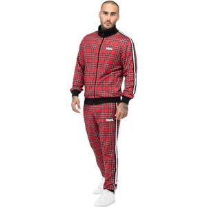 Lonsdale Royal Stewart trainingspak voor heren, rood/zwart/wit/tartan