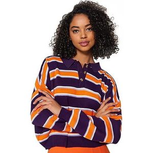 Trendyol Pull basique en tricot à col polo pour femme, violet, M