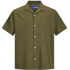 JACK & JONES Jorluke Crinkle Resort Shirt Ss Sn Vrijetijdshemd voor heren, Olijfgroen