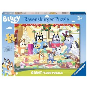 Ravensburger - Bluey-puzzel, Kerstmis met Bluey, reuzenpuzzel voor de vloer, 24 stukjes, Bluey puzzel 3 jaar, puzzels voor kinderen, puzzel 3 jaar, Bluey speelgoed, speelgoed voor kinderen van 3 jaar,