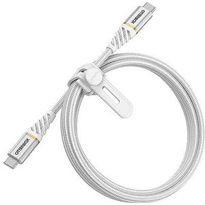 OtterBox USB C-C USB PD 1 m versterkte gevlochten kabel, snel opladen, Performance Plus-serie, wit