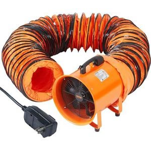 VEVOR Afzuigventilator, 365 W, afvoerventilator, industrieel, 304,8 mm, afzuigslang, 10 m, luchtvolume, 4373 m³/h, afvoerventilator, 2 versnellingen, voor het afzuigen van stof, rook, huis