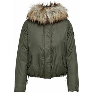 ONLY Onlmisty Damesjas van imitatiebont, olijfzwart
